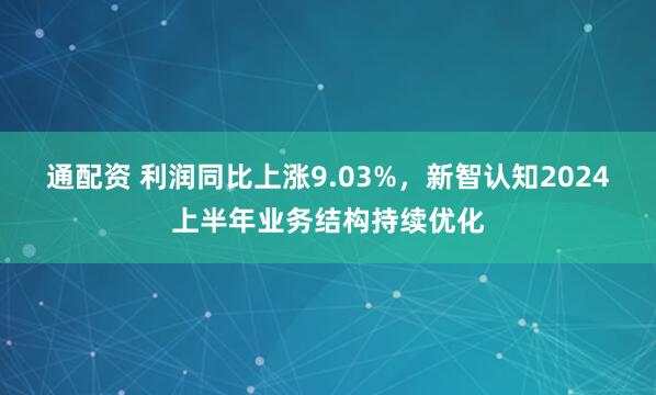 通配资 利润同比上涨9.03%，新智认知2024上半年业务结构持续优化