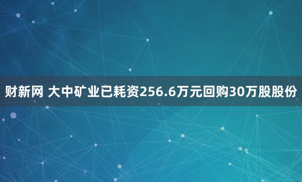 财新网 大中矿业已耗资256.6万元回购30万股股份