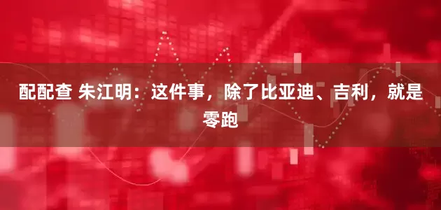 配配查 朱江明：这件事，除了比亚迪、吉利，就是零跑